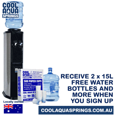 Rent a water cooler in Gippsland for $99 for a year, get 2 x 15 L returnable bottles of spring water and box to 500 cups FREE