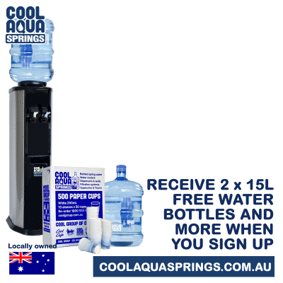 Rent a water dispenser in Gippsland for $99 for a year, get 2 x 15 L returnable bottles of spring water and box to 500 cups FREE